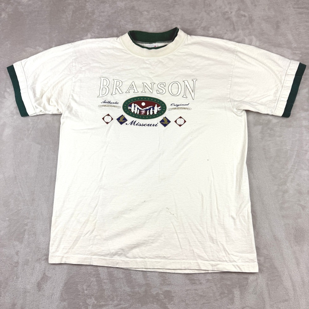 VTG Branson Missouri T-Shirt Adult XL Ringer Tee Tourist Souvenir USA Made Y2K